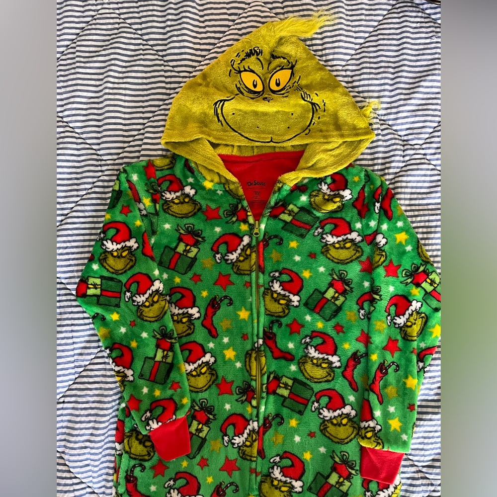 Dr. Seuss Grinch Fleece Onesie Size XS